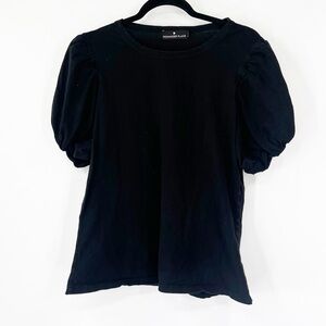 Pomander Place Black Puff Sleeve Short Sleeve Top